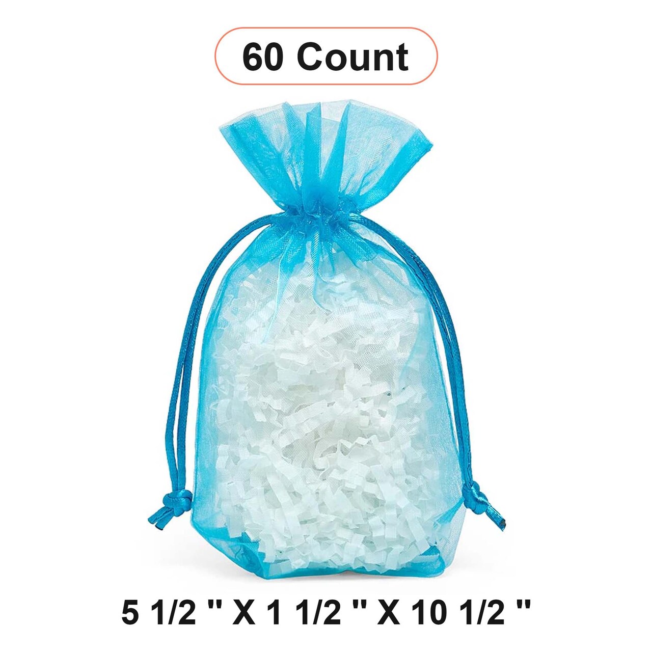 Flat Bottom Organza Bags 5 1/2 '' X 1 1/2 '' X 10 1/2 '' for Holiday Gift Bags